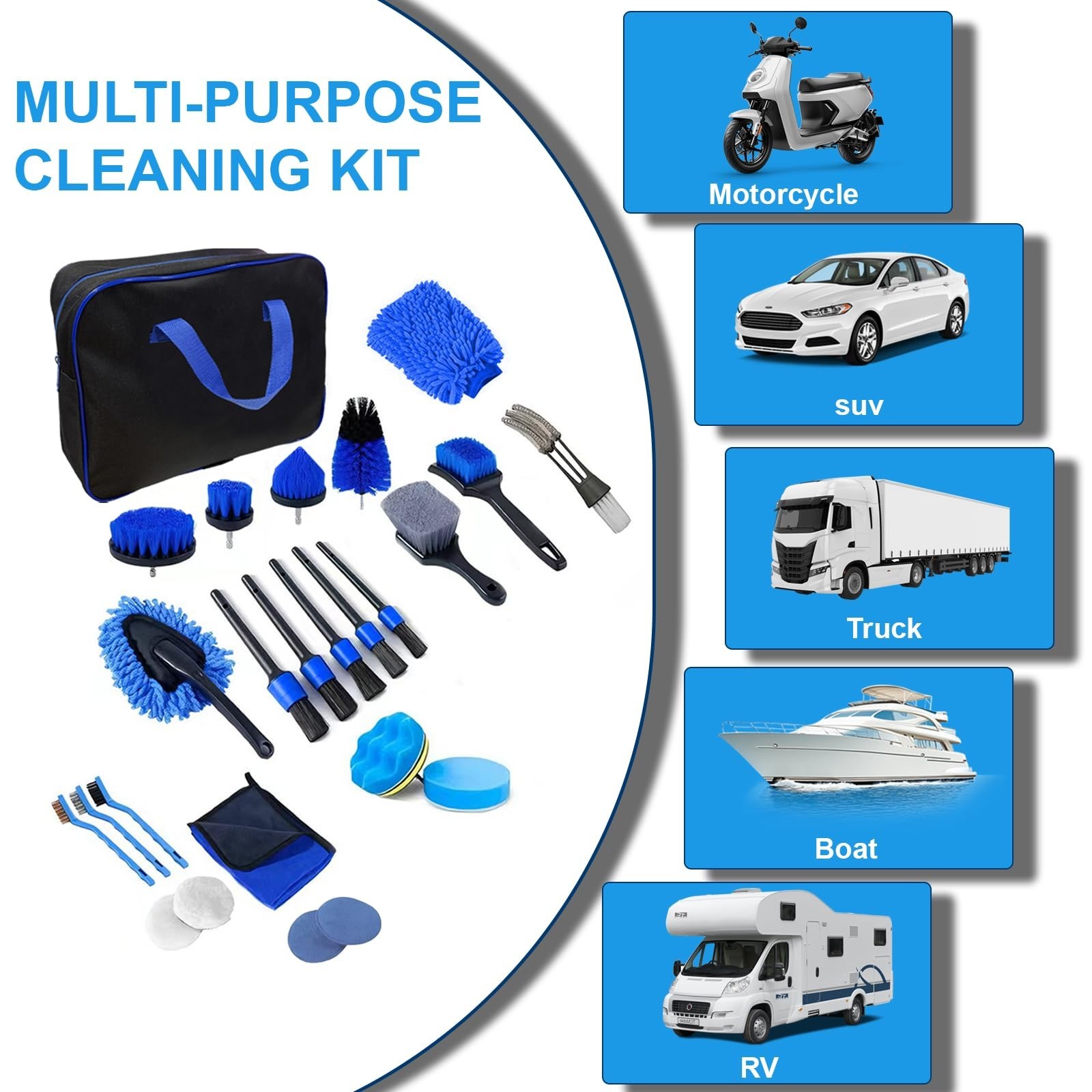 26PCS Car Detailing Kit – Brushes, Cleaning Tools, Auto Wash Accessories & Bag
