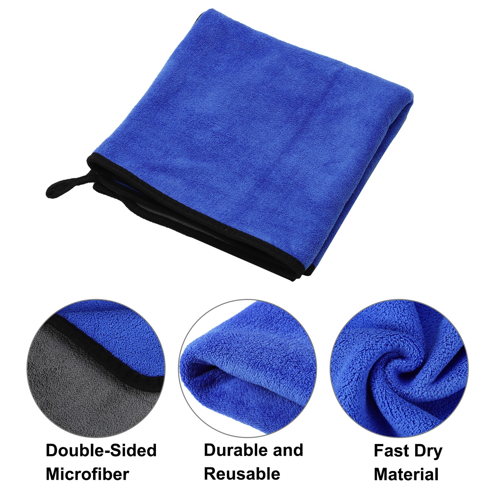 1pcs Microfibre Car Drying Towel 19.69″x39.39″ Extra Large 500 GSM Gray Blue