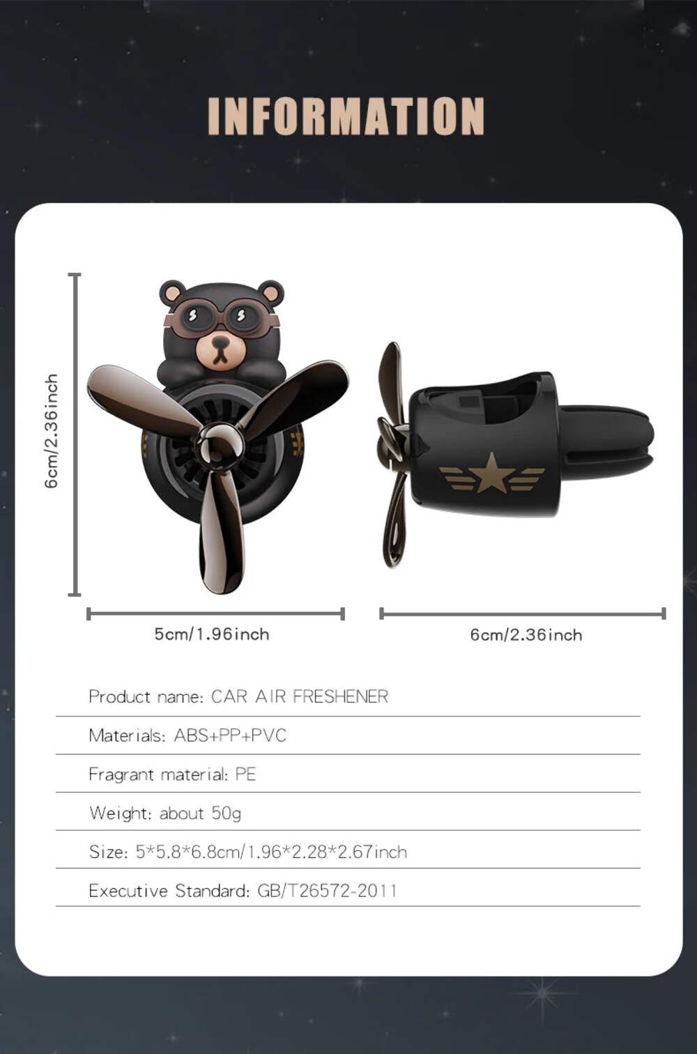 Odorless DIY perfume ornament airplane pilot bear car air freshener decoration