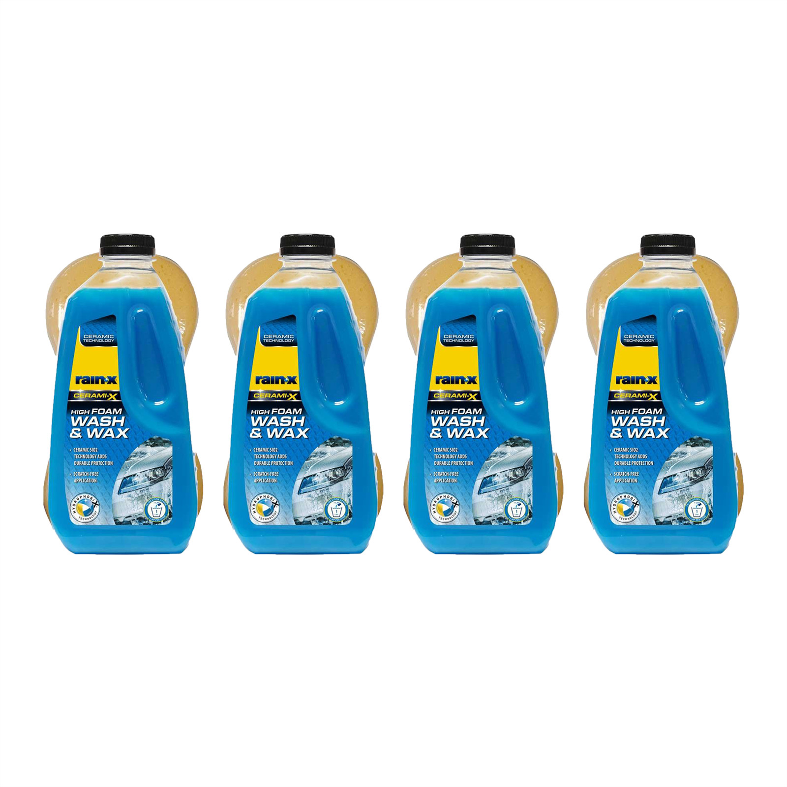 RainX Wash and Wax Ceramic High Foam 4x1L with Sponge Deep Clean & UV Protection