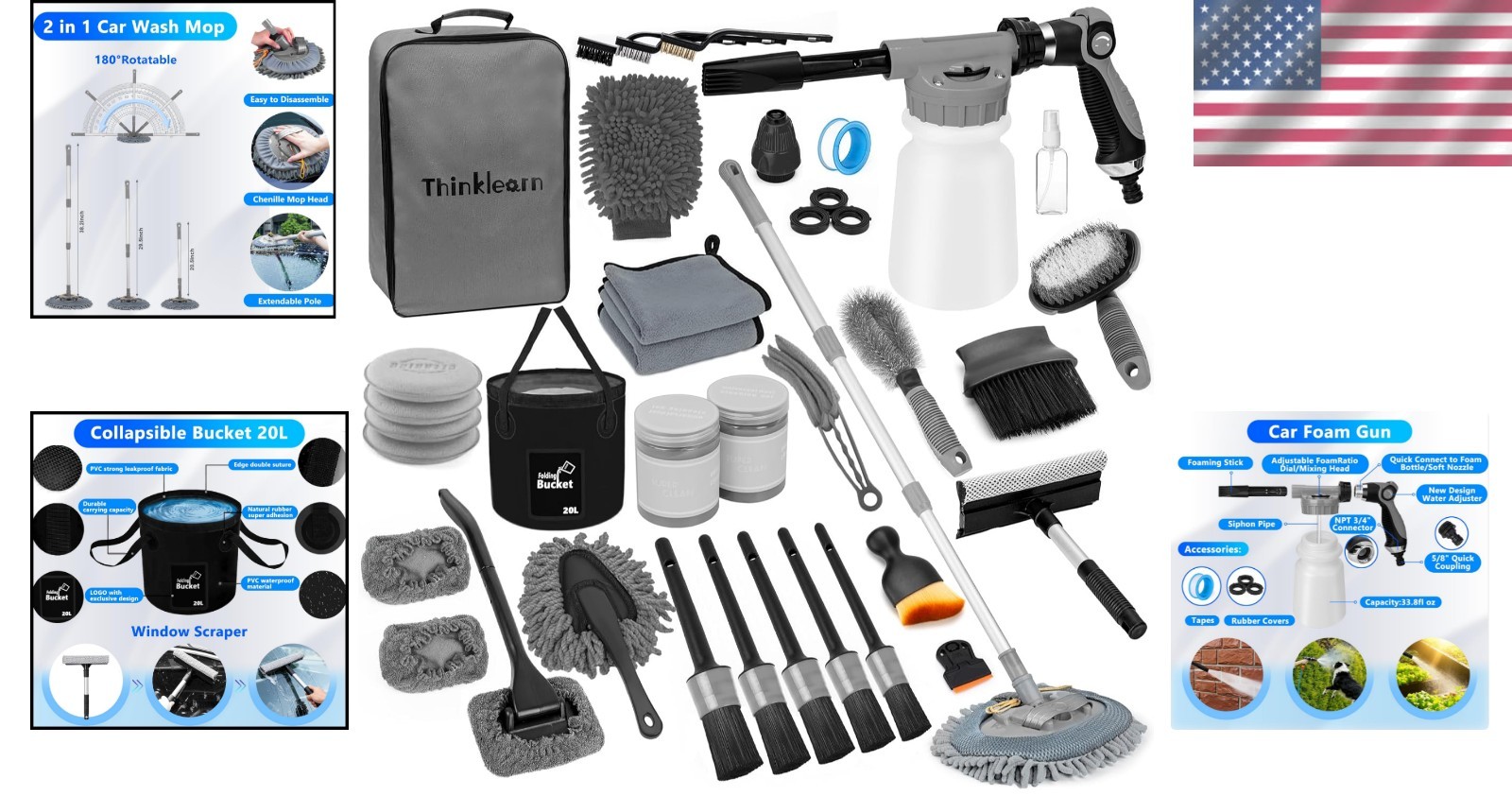 Complete 33-Piece Car Cleaning Set with Foam Gun – Perfect Gift for Enthusiasts