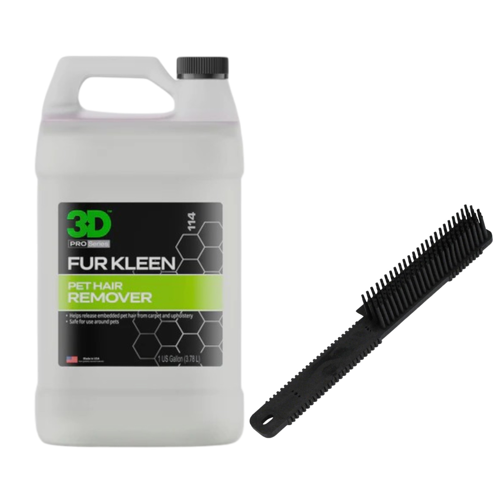 3D Fur Kleen Pet Hair Remover Spray + Rubber Pet Hair Brush