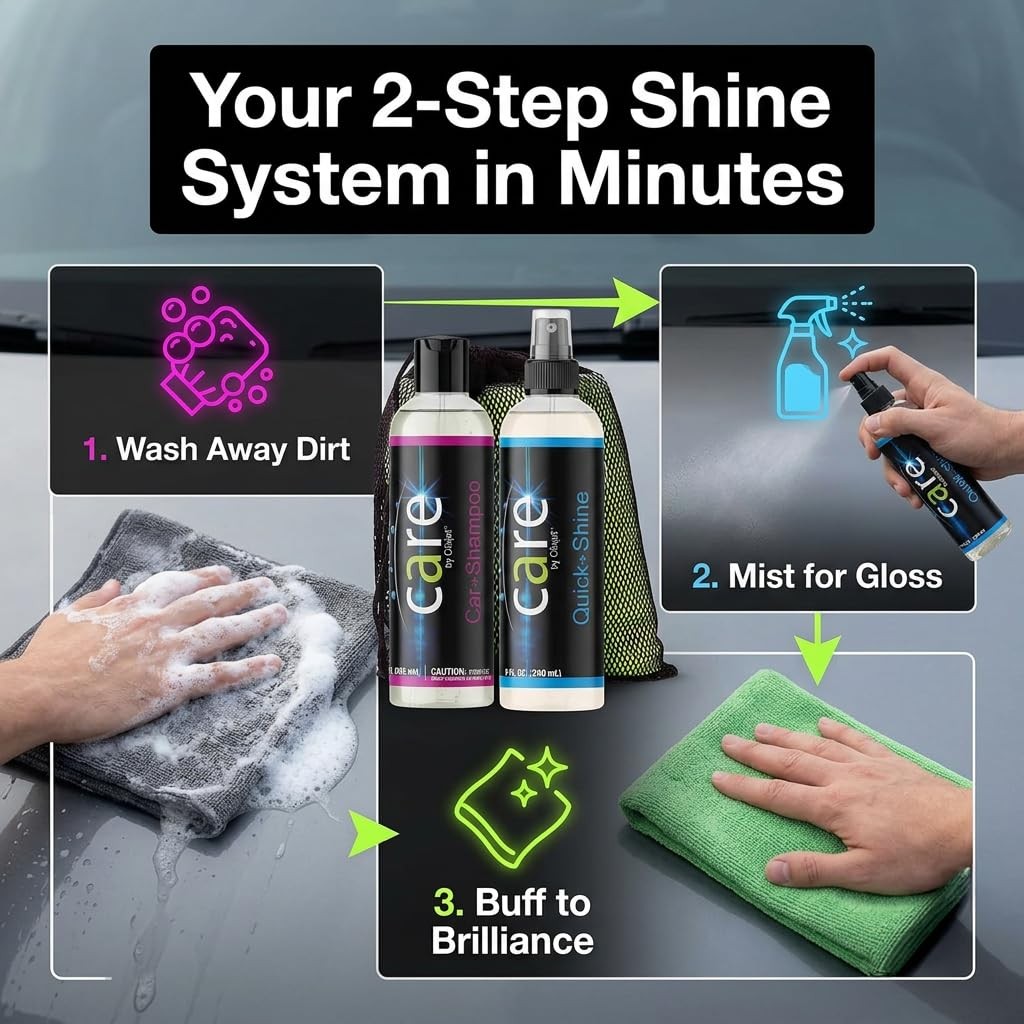 Travel Kit Automotive Care Kit 4 Piece Set Includes 8oz Car Shampoo 8oz Quick Sh