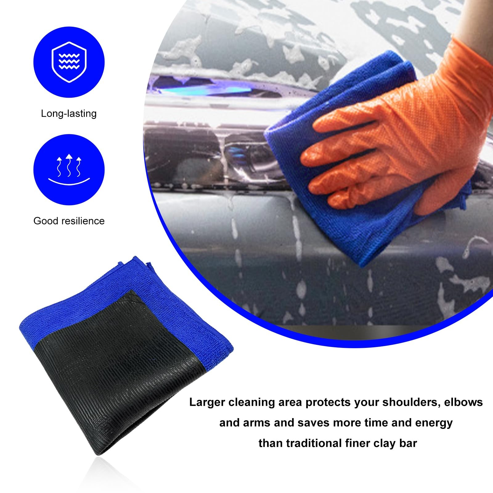 MTRPS Clay Towel, 12″×12″ Fine Grade Microfiber Bar Alternative 1pc