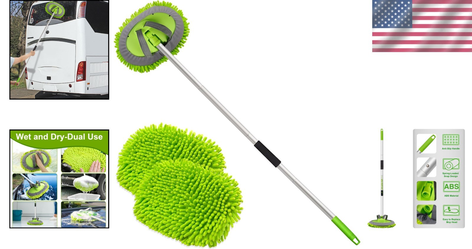 62″ Microfiber Car Wash Brush Mop Kit