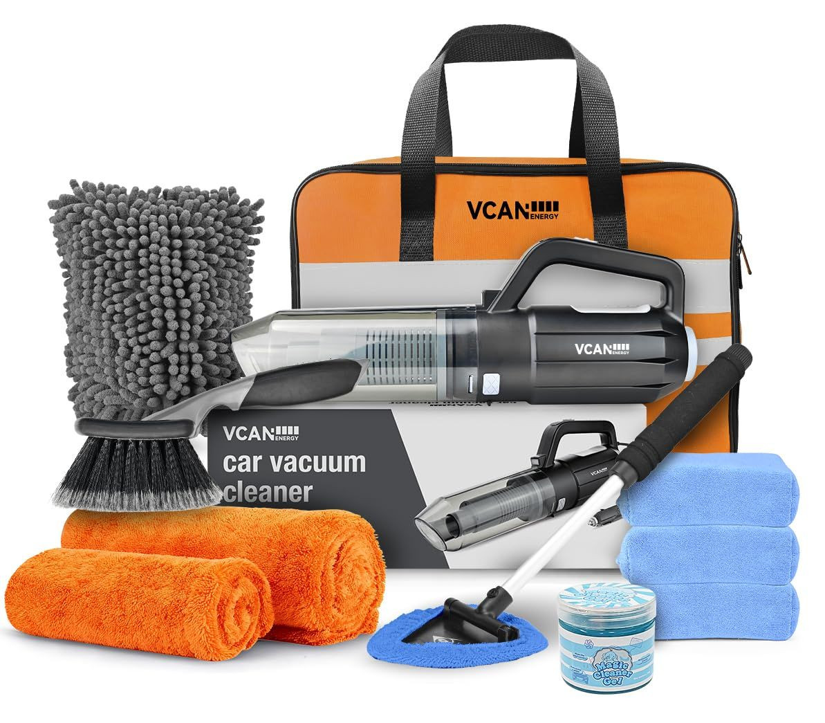 VCANENERGY Car Cleaning kit, Interior Detailing kit with 17 PCS, orange