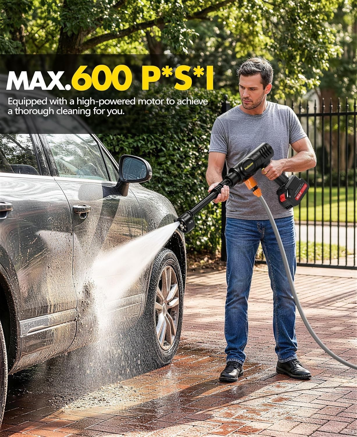 Efficient Handheld Cordless Car Washer with Foam Cannon – Ideal for Outdoor Use