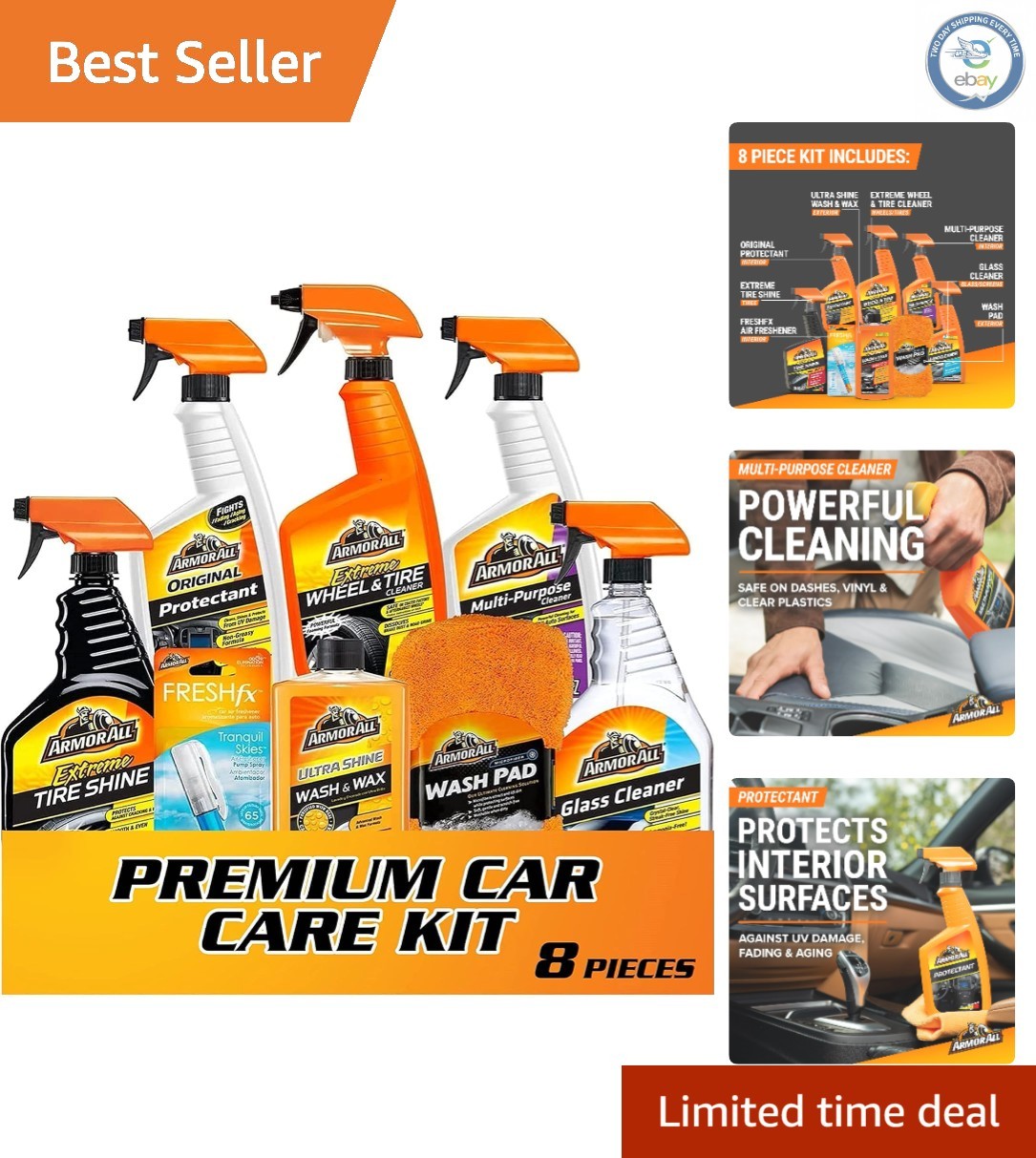 8-Piece Car Care Bundle: Multi-Purpose Cleaner & Tire Shine for Elegance
