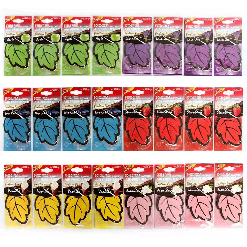 3-60pcs Car Air Freshener Natural Scented Tea Paper Auto Hanging Vanilla Perfume