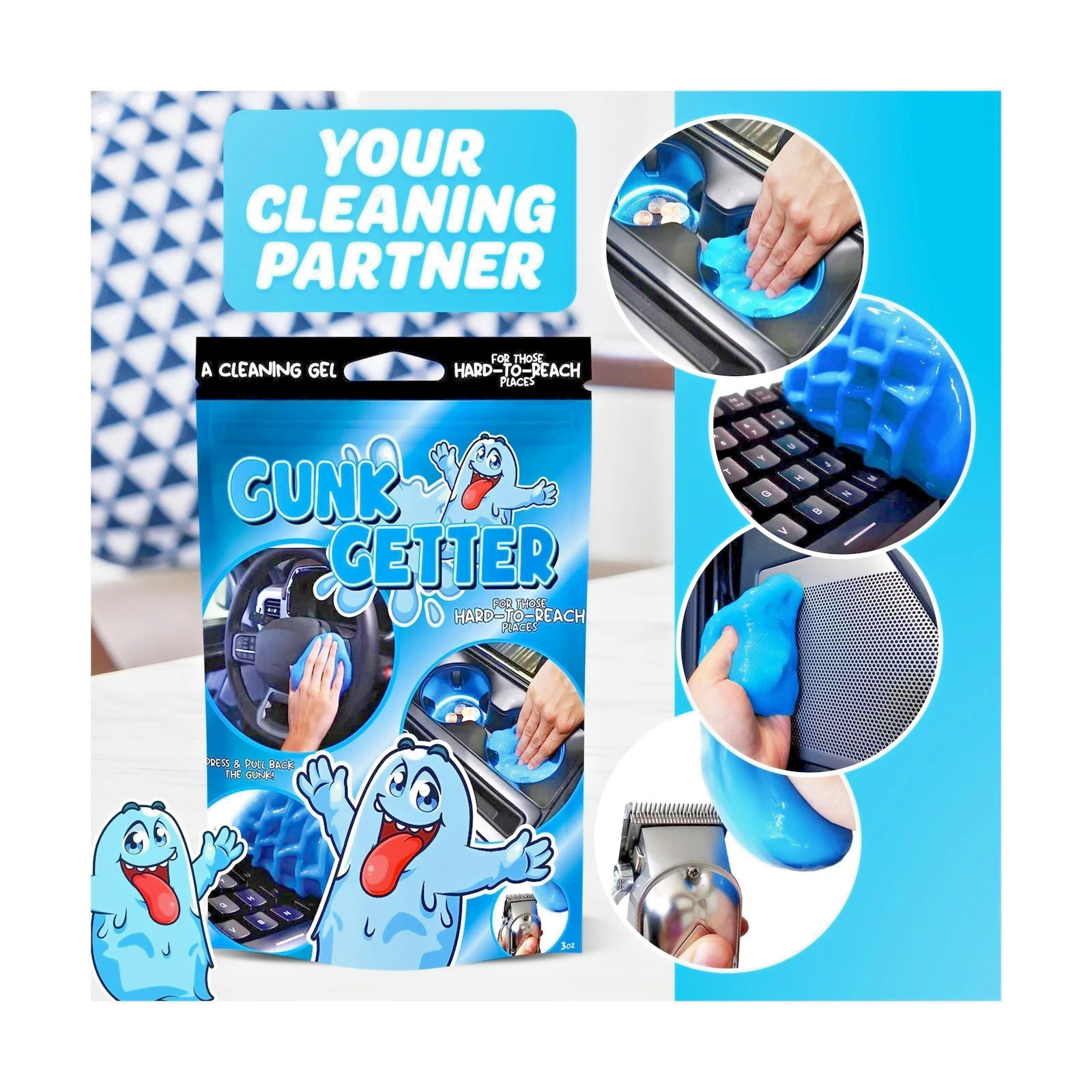 Gunk Getter 12 Pack Cleaning Gel For Hard To Reach Places, Looks weird works gr8