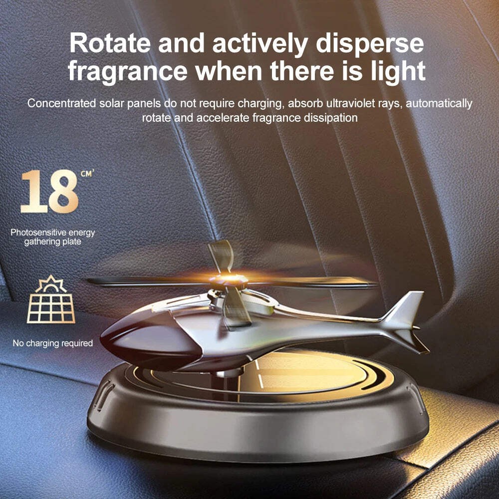 Solar Powered Rotation Helicopter Aromatherapy Car Air Freshener Alloy ABS SUV