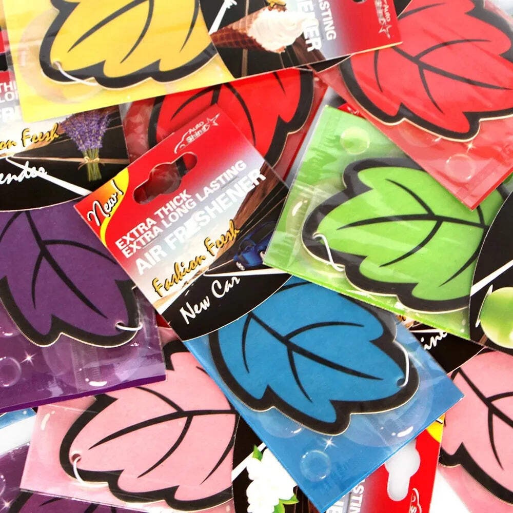 3-60pcs Car Air Freshener Natural Scented Tea Paper Auto Hanging Vanilla Perfume