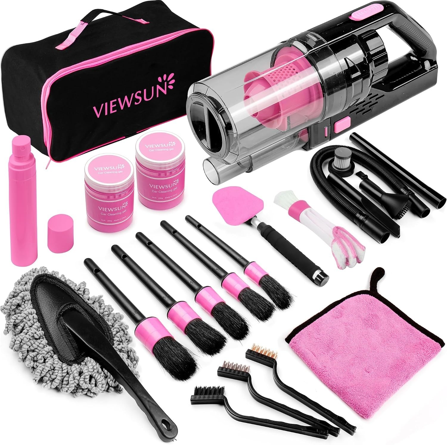 Pink Car Interior Detailing Kit – Complete Accessories