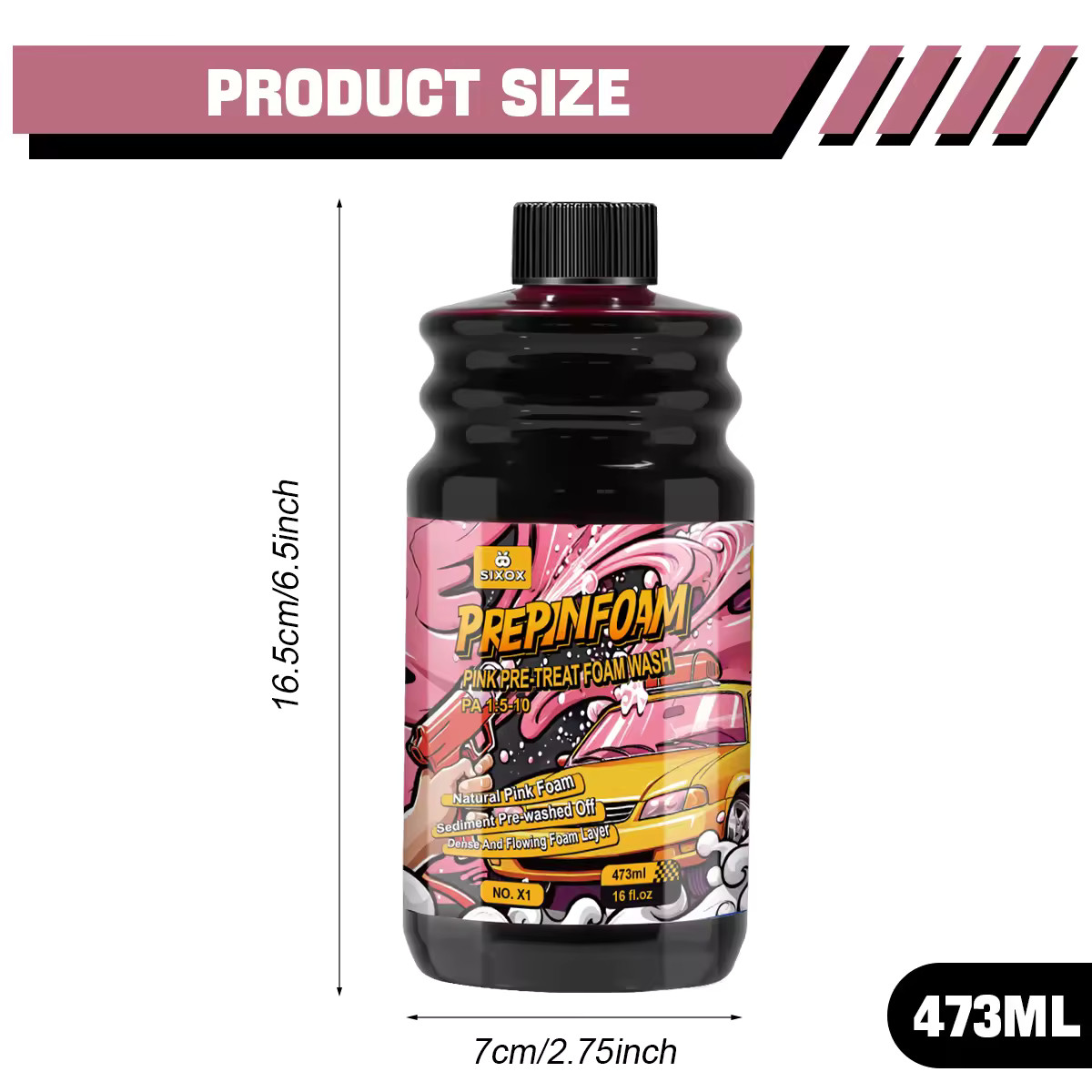 Pink Foam Car Wash Shampoo High Concentration Super Foam Cleaner 473ml