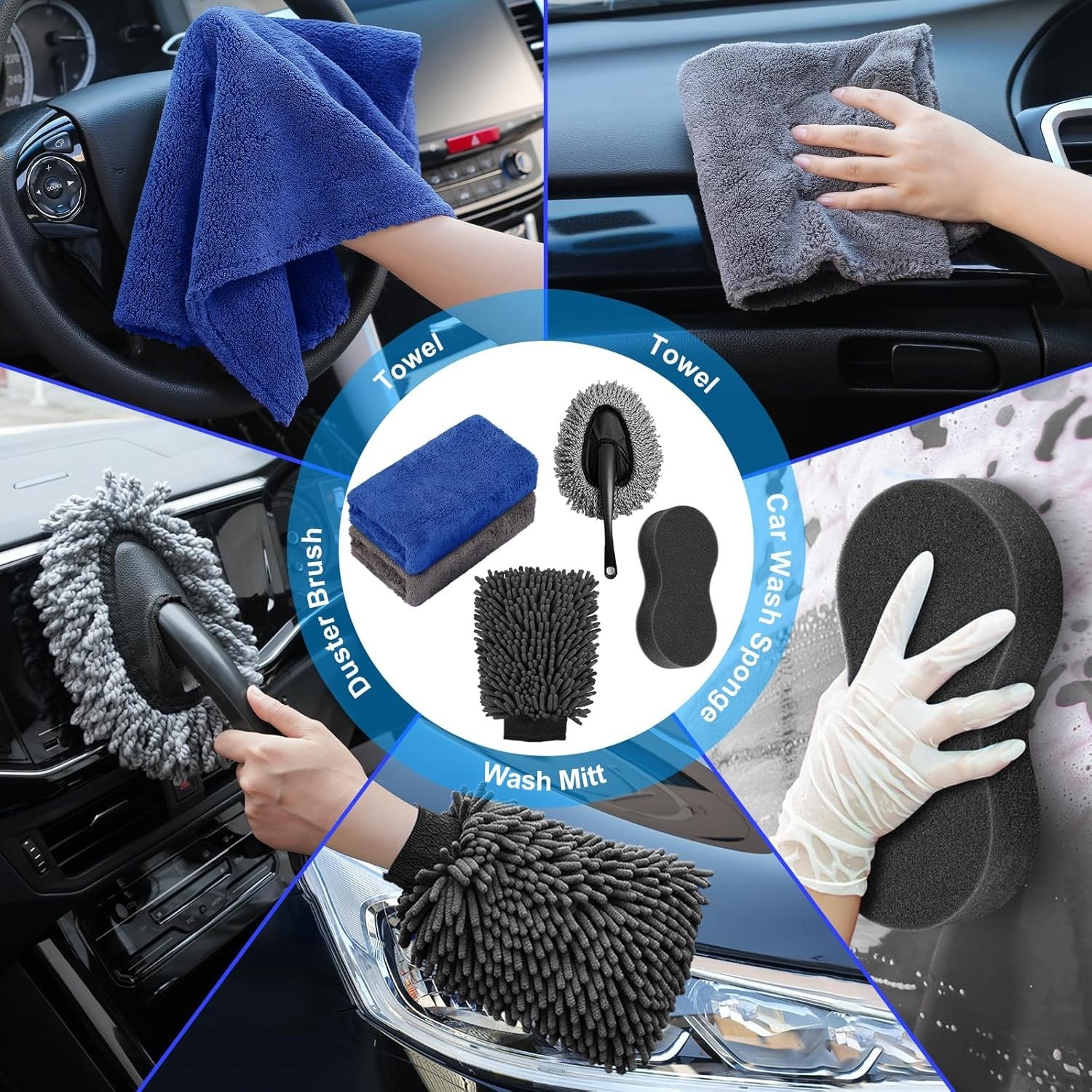 40PCS Car Wash Detailing Kit Foam Gun Vacuum Brushes Towels Interior Exterior