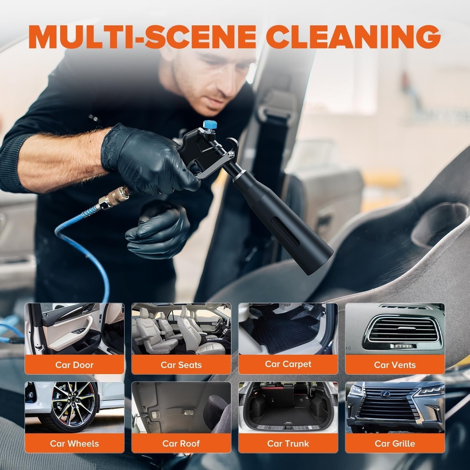 Tornado Detailing Car Cleaning Gun With 2 Nozzles Interiors & Exteriors Cleaning