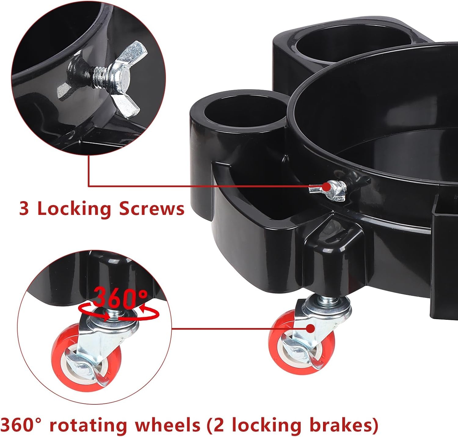 Bucket Dolly 5 Gallon Car Wash with Dirt Guard and bottle, Black