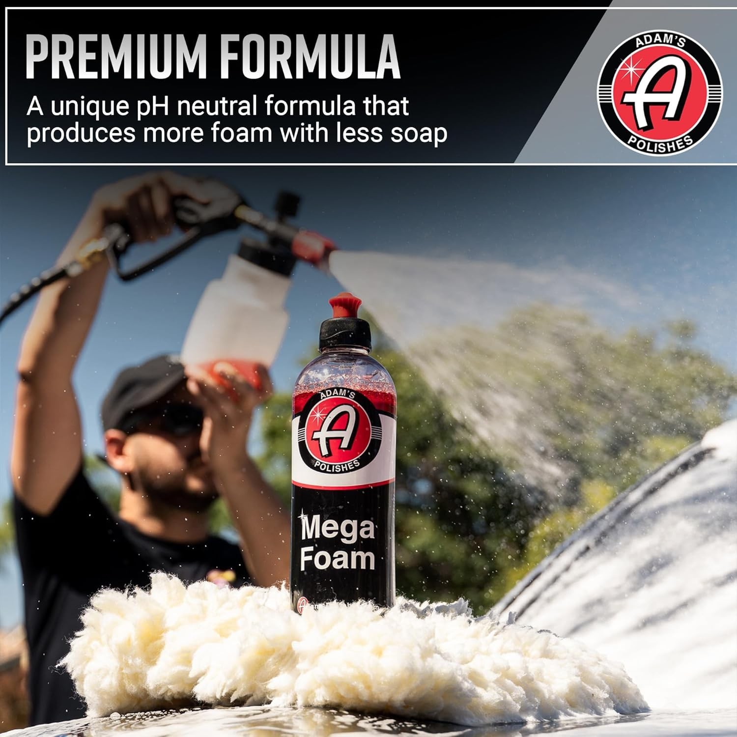 1 Piece Mega Foam Car Wash Soap 16 Oz pH Neutral High Suds Foam Cannon Shampoo