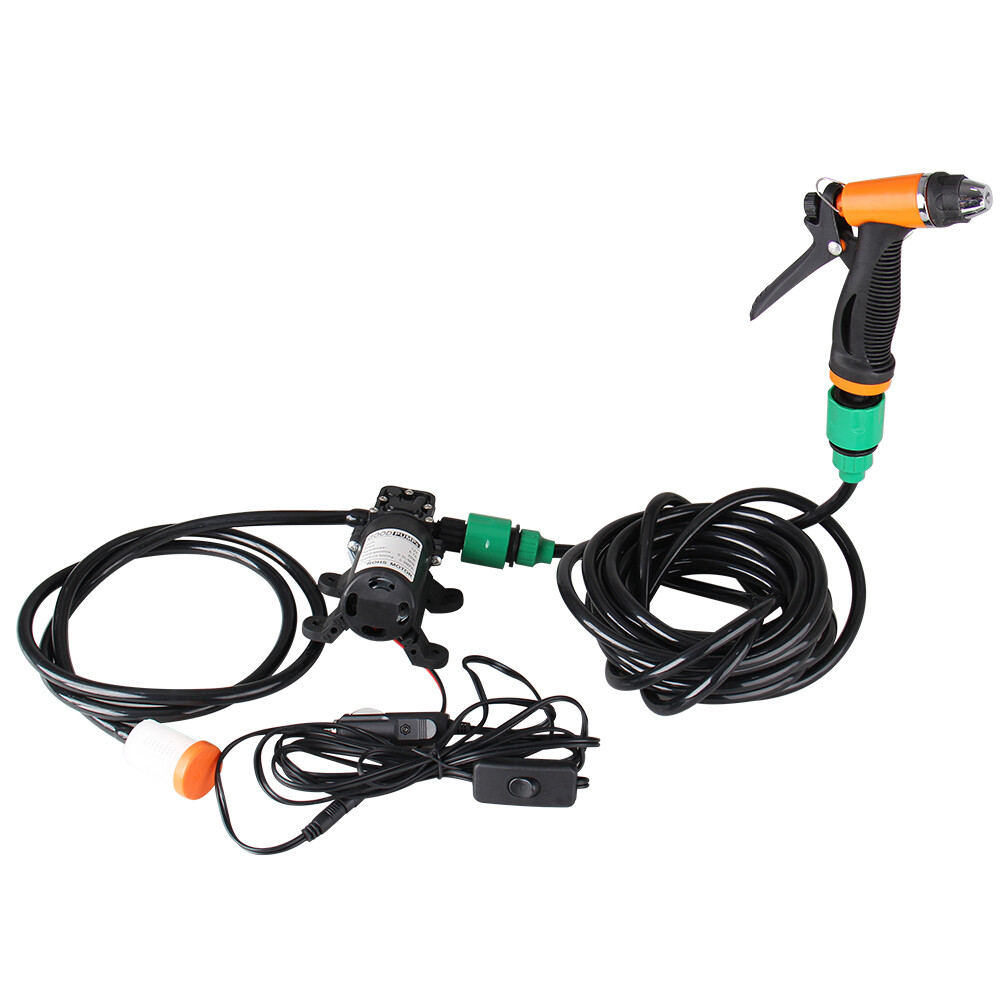 Mini Portable Electric Car Washer Kit 80W 130PSI High Pressure Water Pump DC 12V