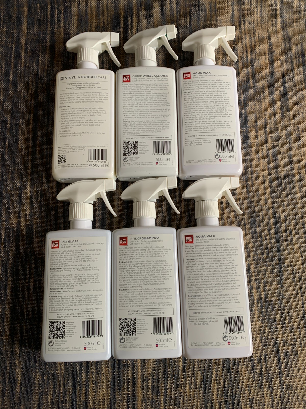 AutoGlym The Collection Perfect Interiors Ideal Car Cleaning Kit 6x 500ml + Bag