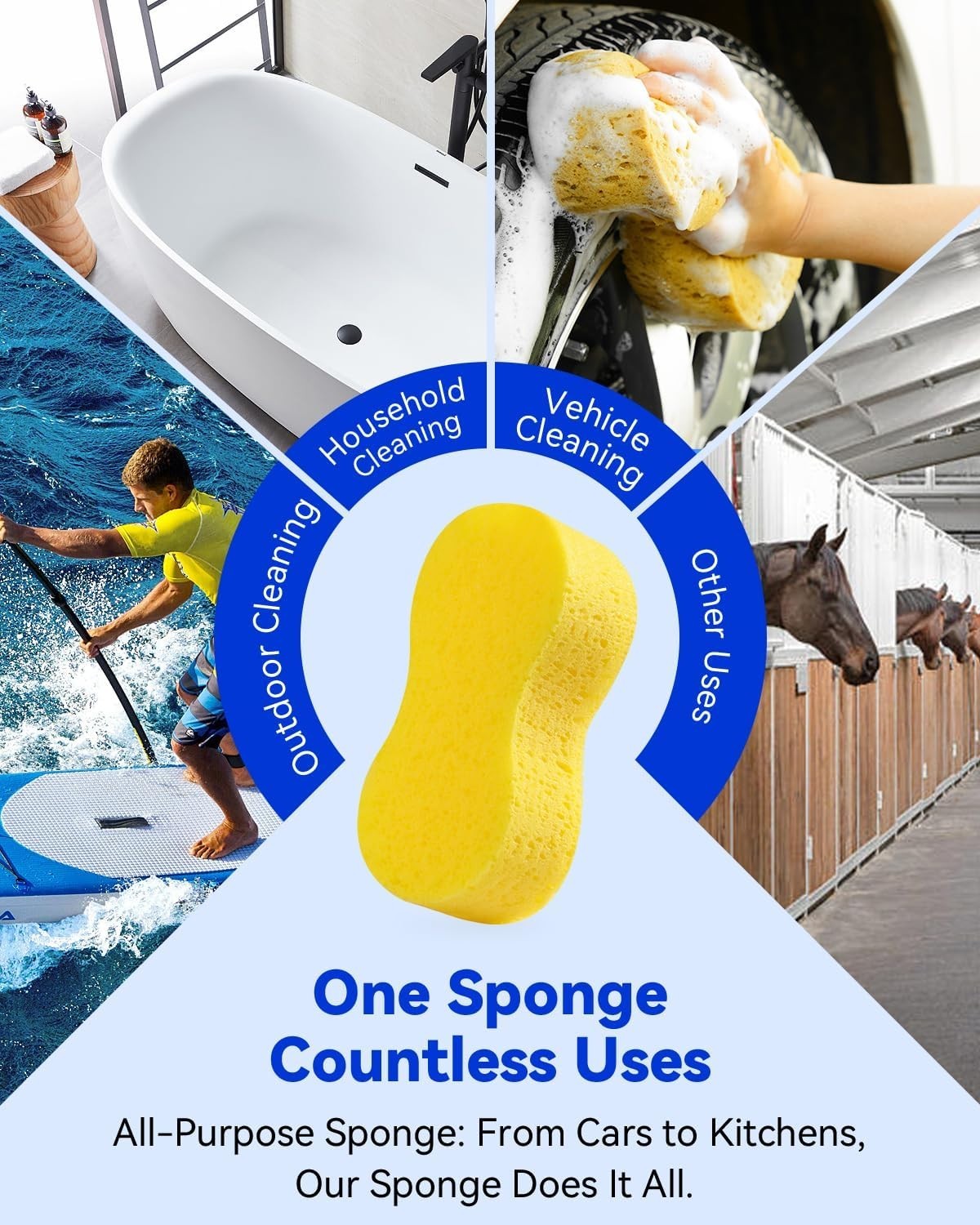 5-Pack Large Multi-Purpose Cleaning Sponges for Kitchen Bathroom and Househol…