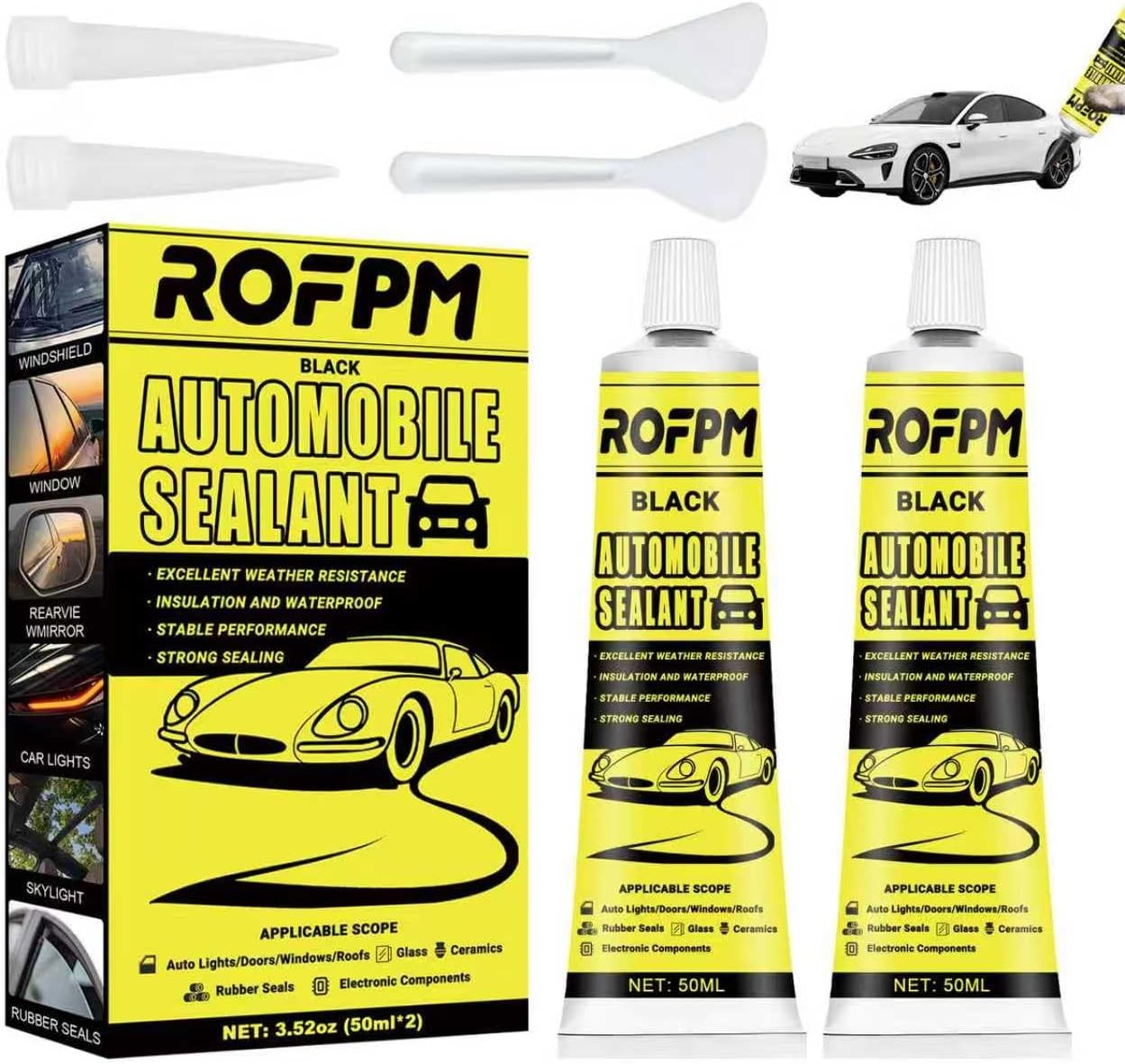 Car Windscreen & Weatherstrip Sealant 50ml x2 Black Silicone