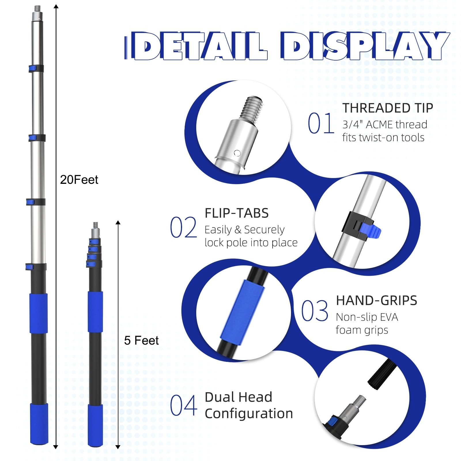 26FT Telescopic Car Wash Kit – Long Handle Brush, Mop, Mitt, Squeegee & Tire Bru