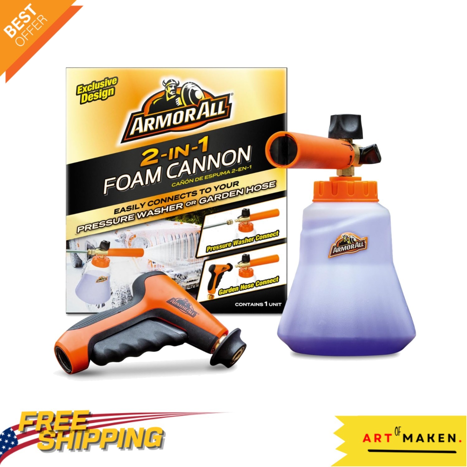 Professional Car Cleaning Foam Cannon Kit – Connects to Pressure Washers & Hoses