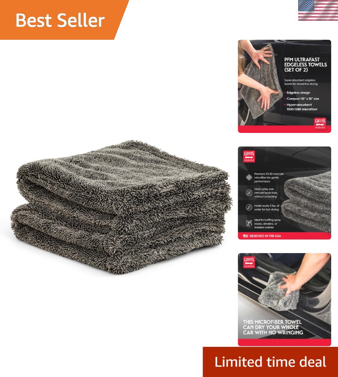 PFM Ultrafast Edgeless Towels for Car Cleaning and Detailing, Hyper-Absorbent…