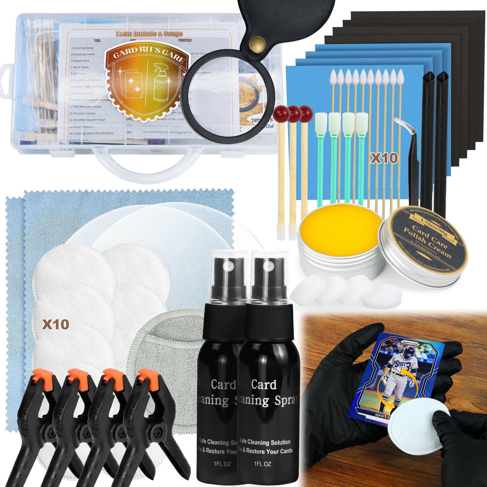 Trading Card Cleaning Kit Restoration Card Grading Polish Maintenance Tools 1…