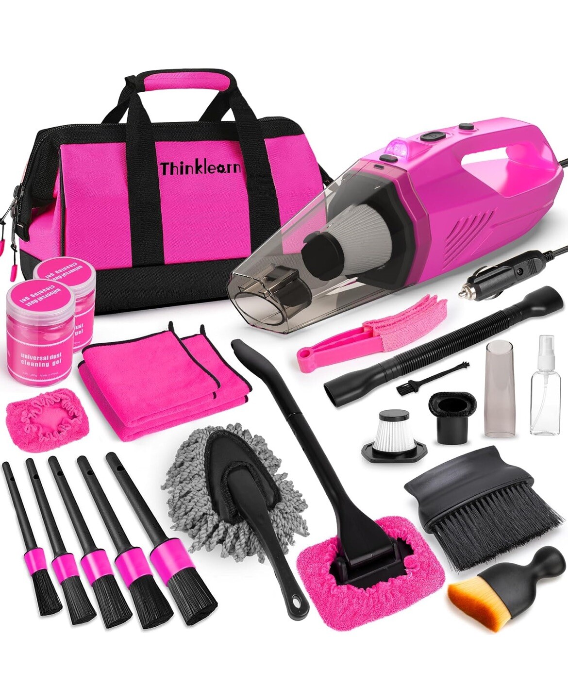 Complete Car Cleaning Kit – Interior Cleaner, Vacuum, Detailing Brush Set & More