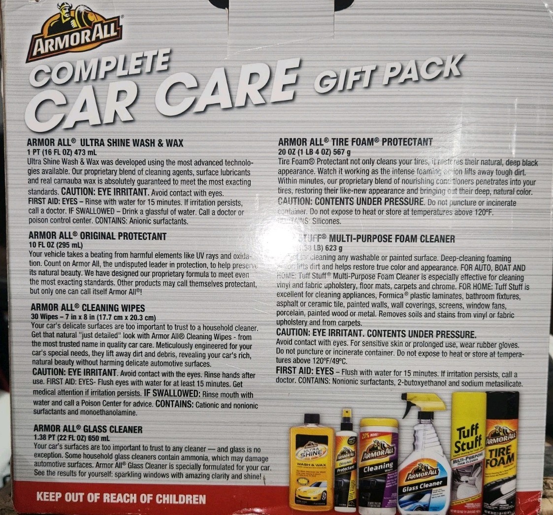 ArmorAll ~Complete Car Care Gift Pack 6 Piece Kit Auto Detailing Wax Wipes Foam