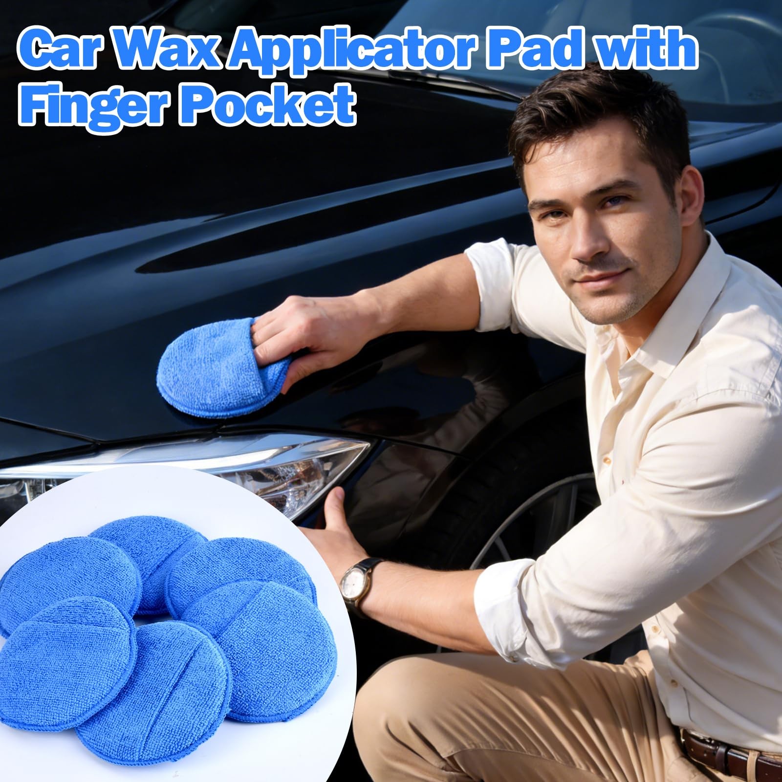 12 Pack Microfiber Wax Applicator Pads with Finger Pocket,Foam Car 5 inch