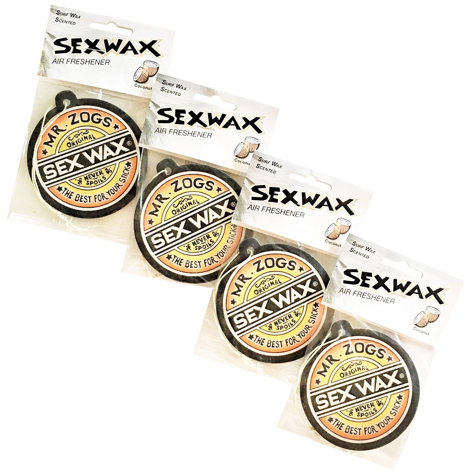 Sex Wax Coconut Air Fresheners: (4-Pack) 4 Count (Pack of 1),