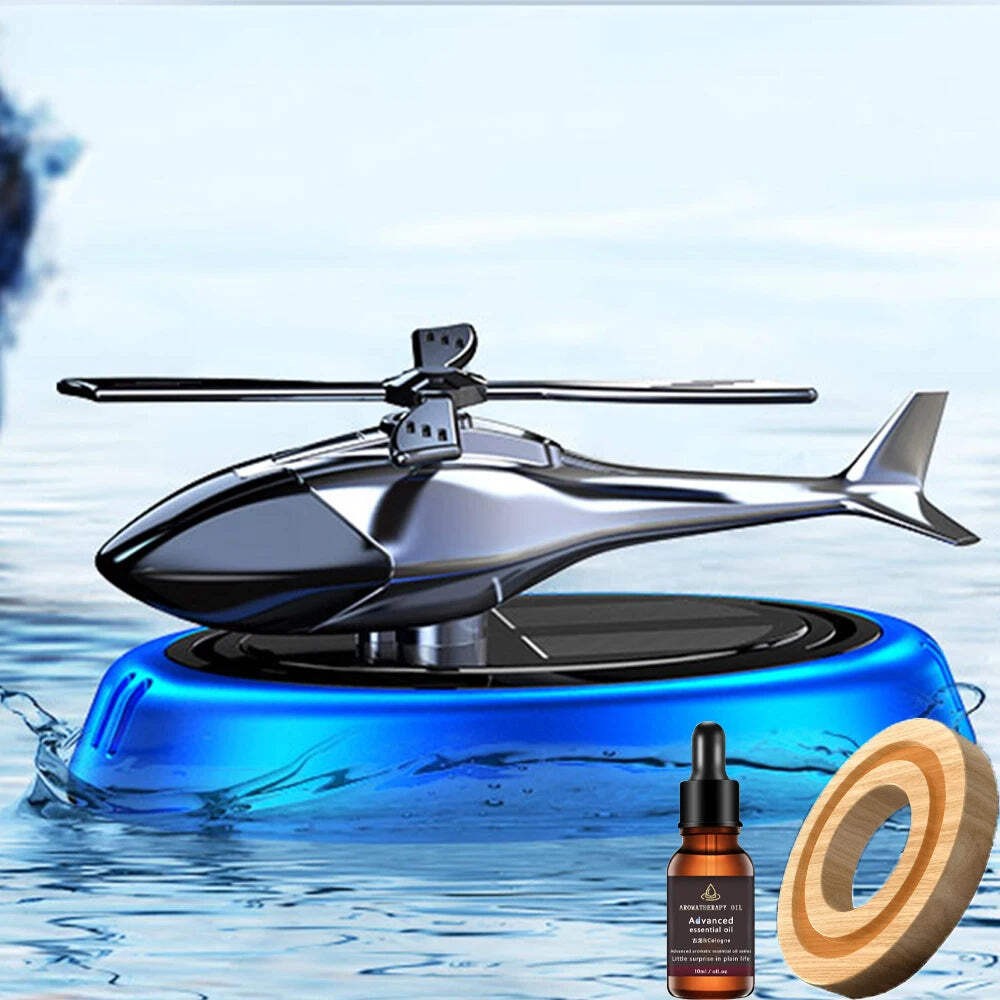 Solar Powered Rotation Helicopter Aromatherapy Car Air Freshener Alloy ABS SUV