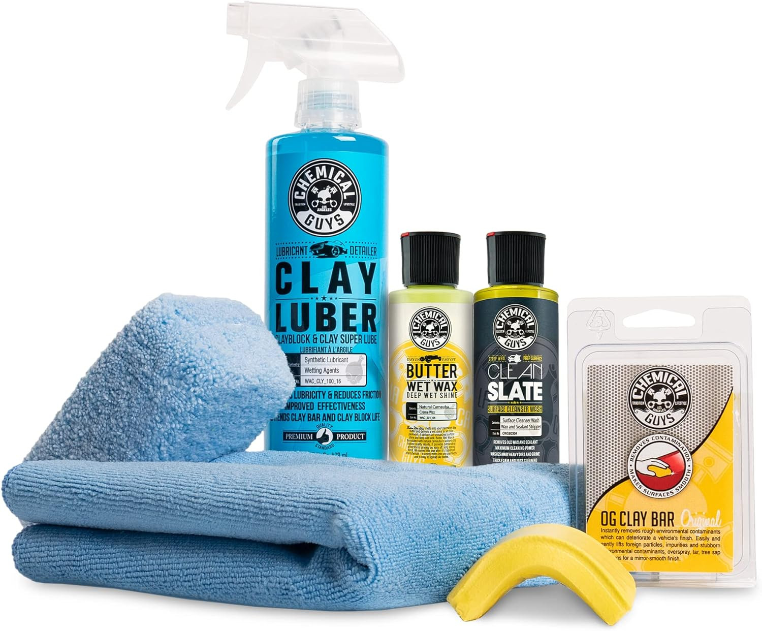 Chemical Guys 6-Piece Clay Bar & Luber Kit for Smooth Paint Prep & Cleaning