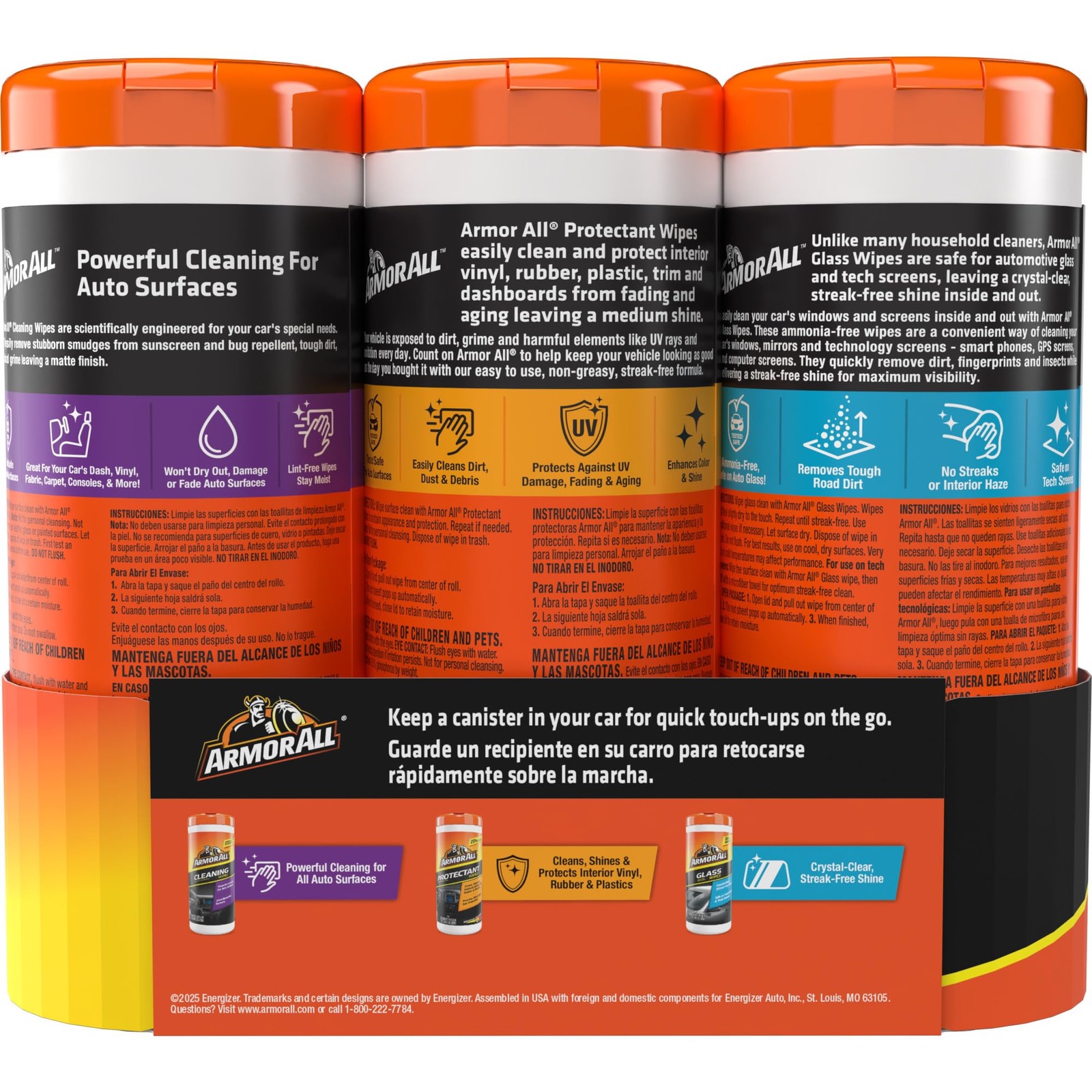 Armor All Car Interior Value Pack, 90 Count, Includes Auto Glass Cleaner, Cleani