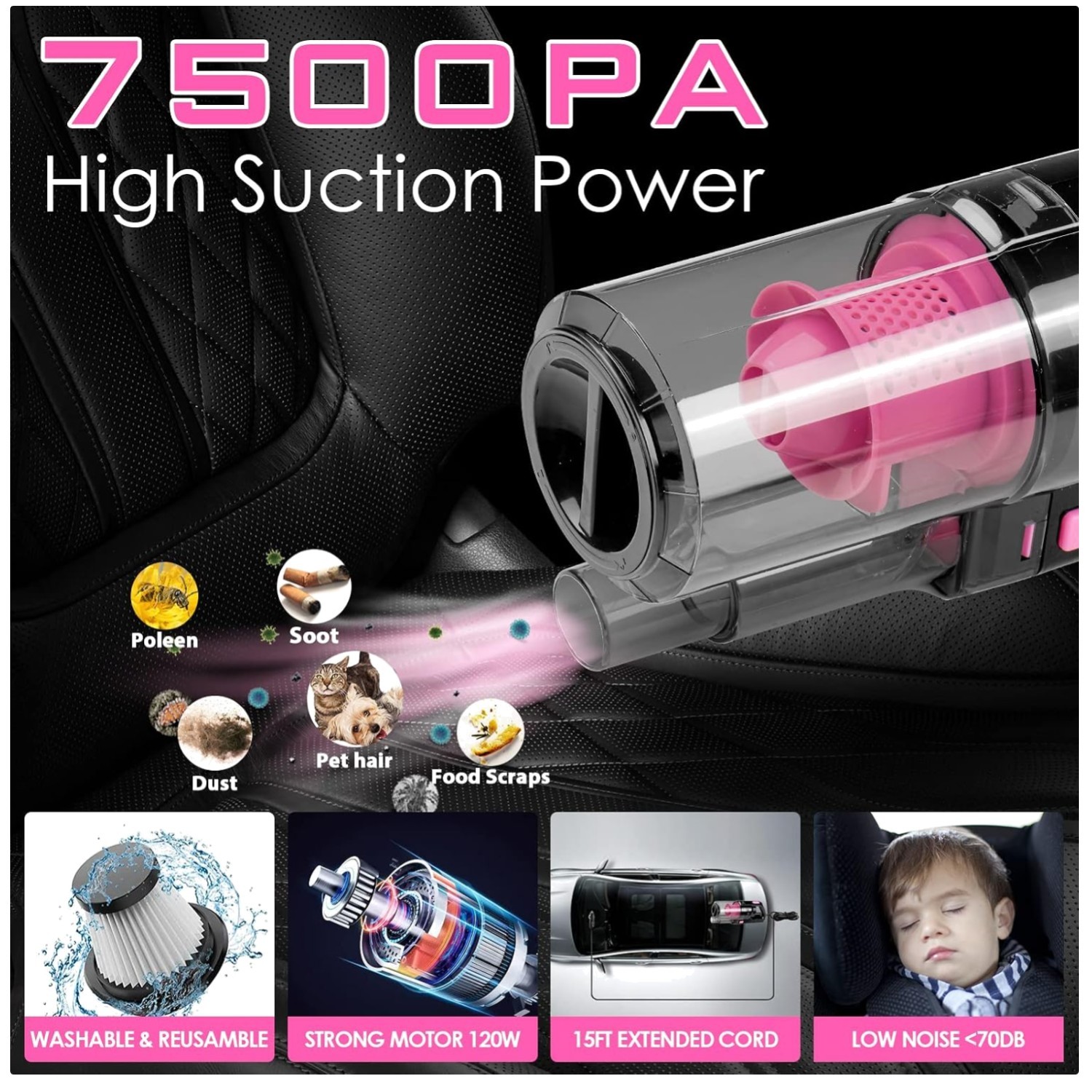 Pink Car Interior Detailing Kit – Complete Accessories