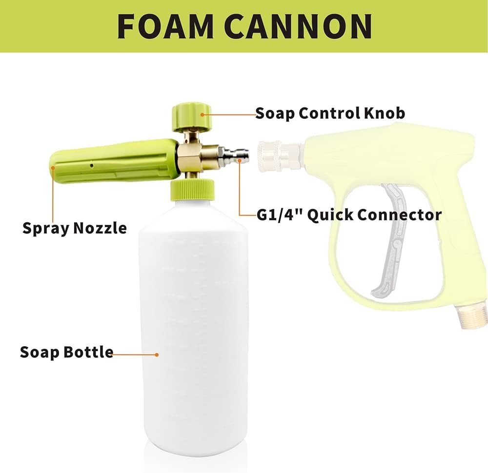 Foam Cannon 1L Bottle Car Wash Snow Foam Lance Pressure Washer Quick Connect …