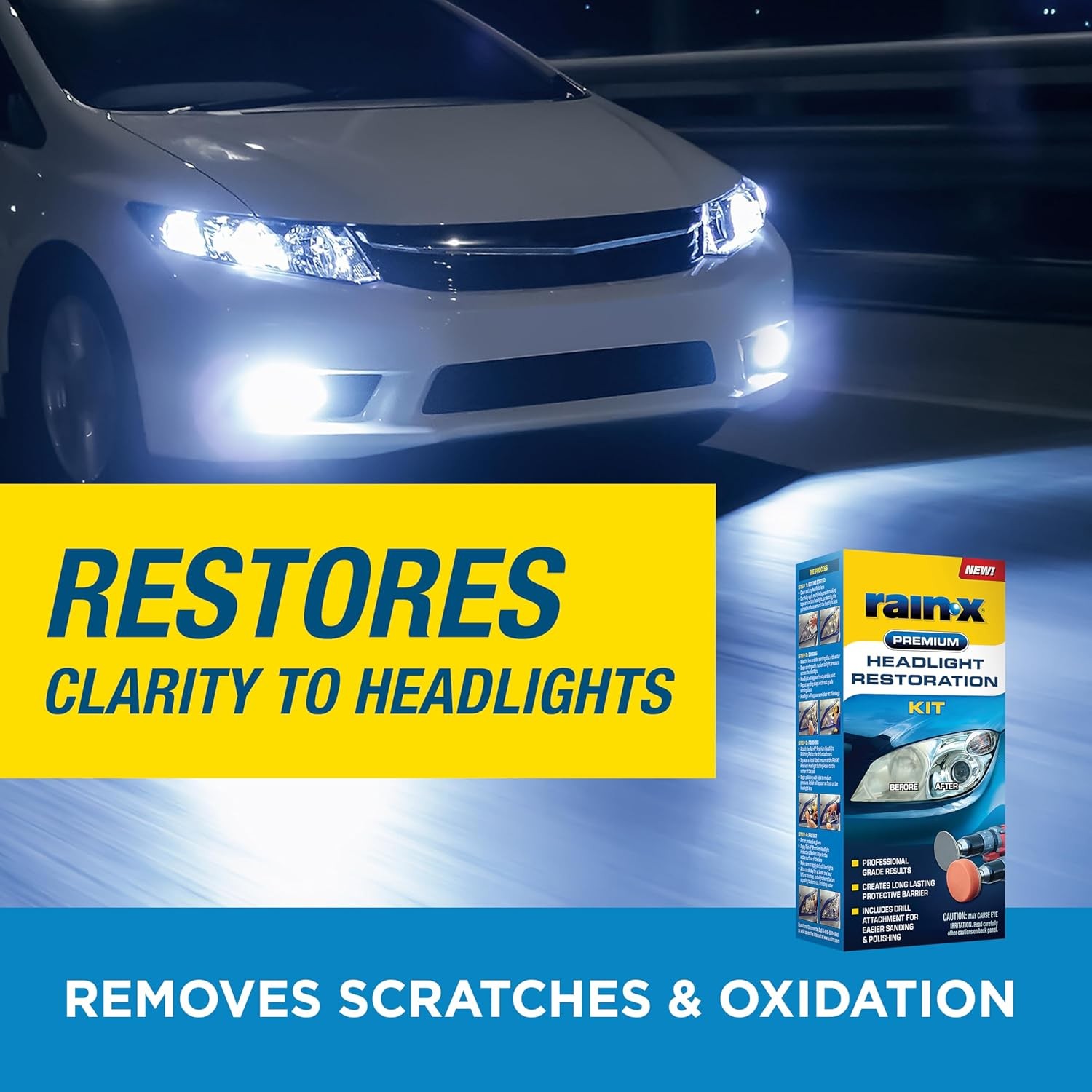 Rain-X 610153 Headlight Restoration Kit – Car Light Lens Cleaner/Restorer…