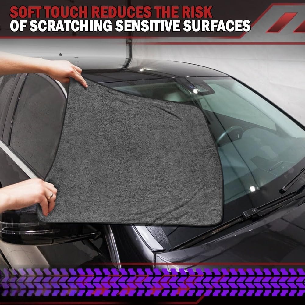 Microfibre Car Towel – Set of 4, Size 24 inches x 31 inches, Grey