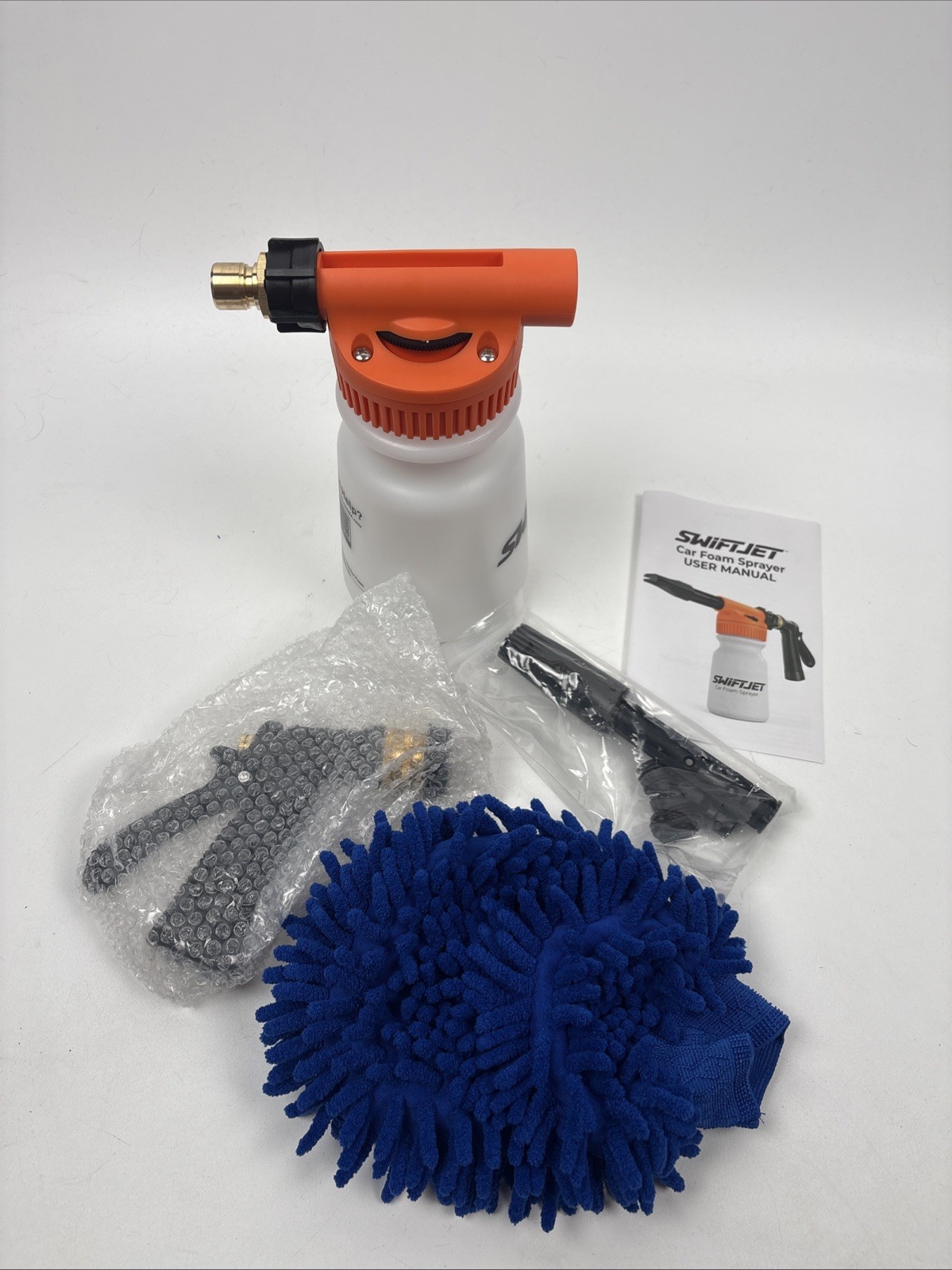 SwiftJet Car Wash Foam Gun Sprayer + Microfiber Mitt Garden Hose Blaster Spray