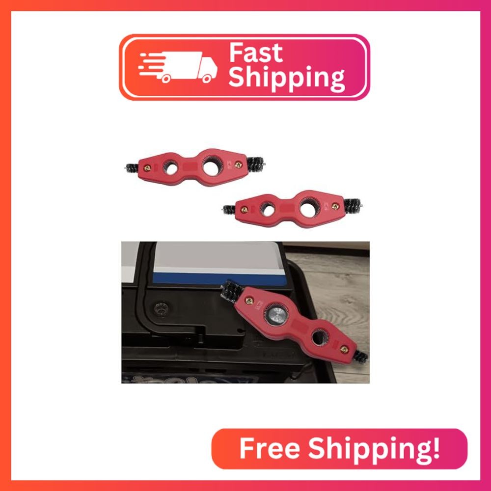 Dickno 2 PCS Car Battery Terminal Cleaning Brush, 4 in 1 Anti-Rust Auto Battery
