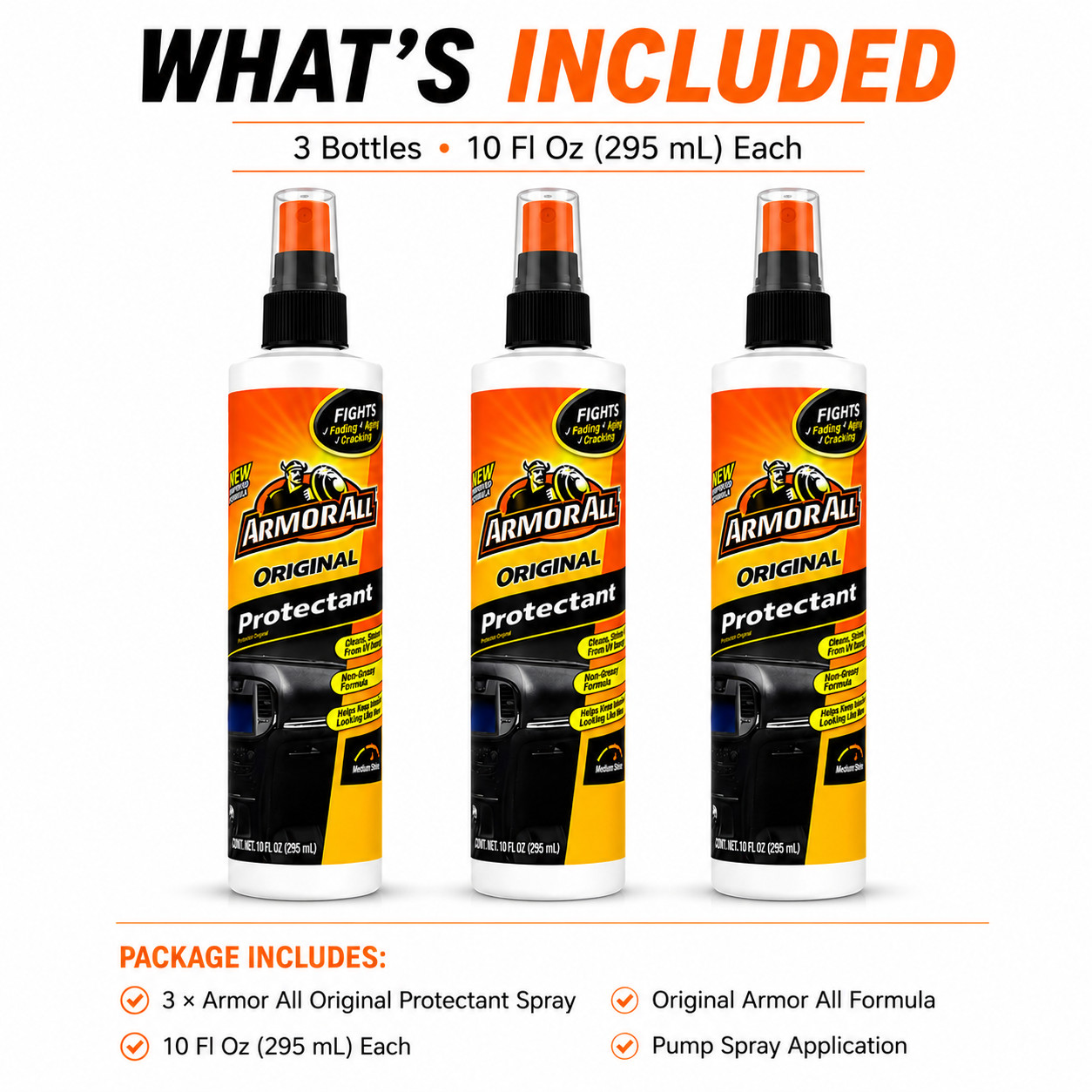 Armor All Original Protectant Spray 10 Oz UV Interior Cleaner Protectant 3 Pack