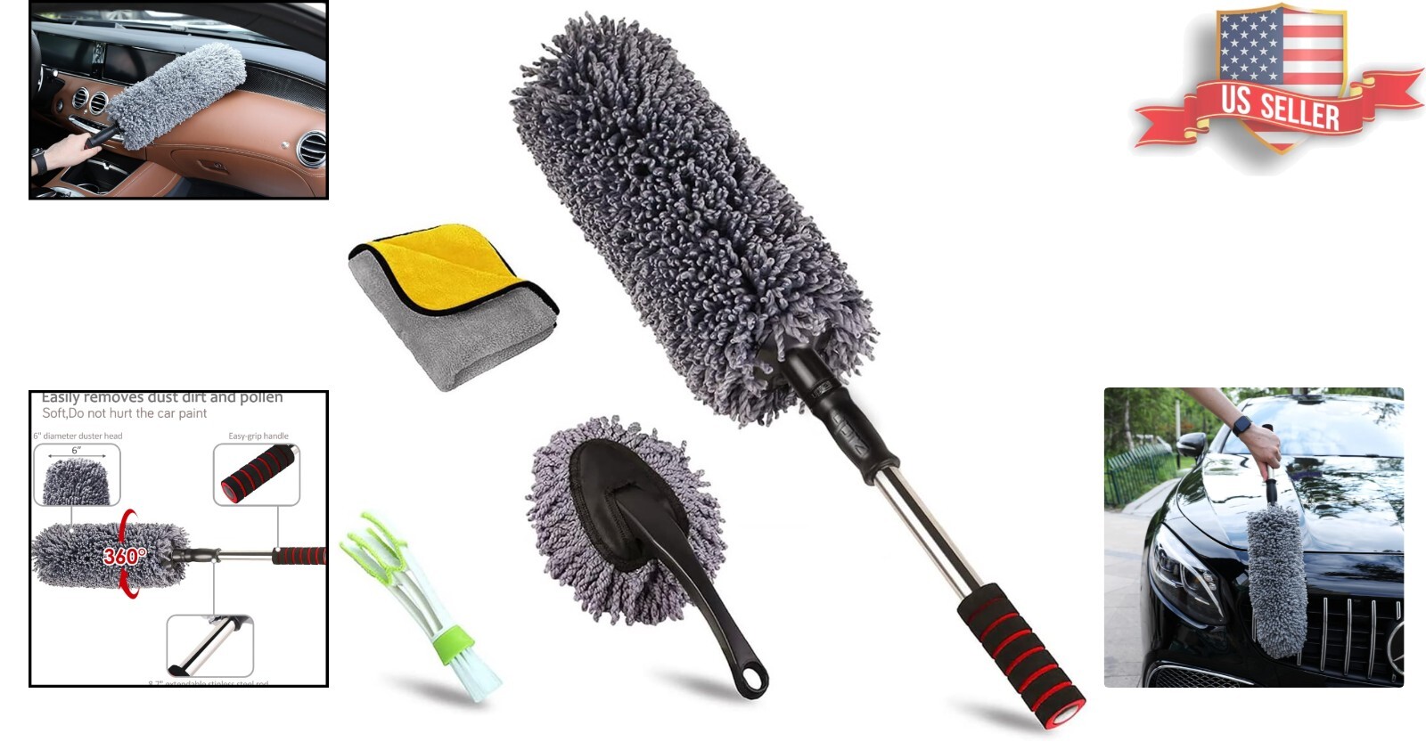 Pro-Quality Interior & Exterior Car Duster with Extendable Handle – Lint Free