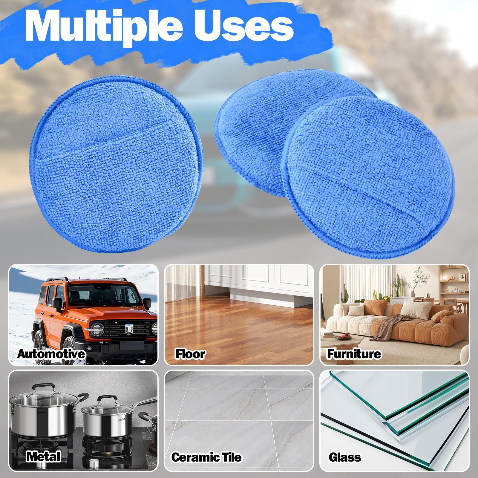 12 Pack Microfiber Wax Applicator Pads with Finger Pocket,Foam Car 5 inch