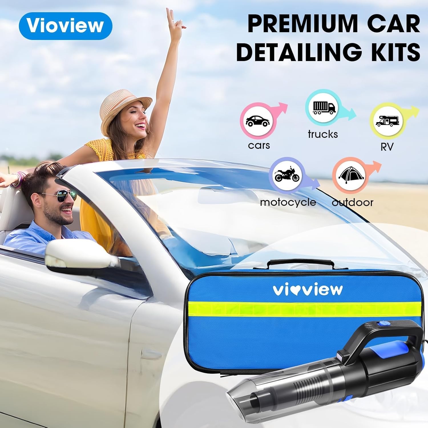 25PCS Car Cleaning Kit, Car Detailing Kit Interior with High Power Handheld V…