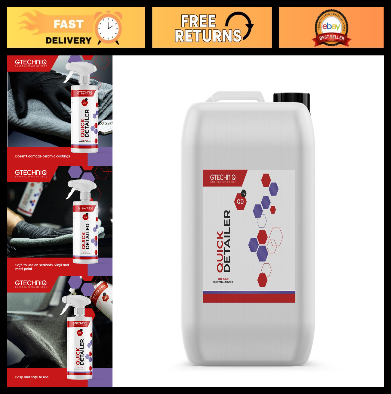 Quick Detailer Spray for Cars – 169 fl oz | Removes Fingerprints, Watermarks, En