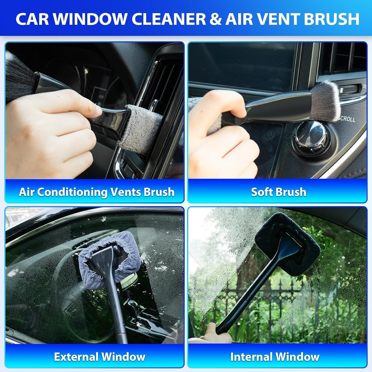 Gray Car Cleaning Kit – 21PC Vacuum and Detailing Brushes for Car Enthusiasts