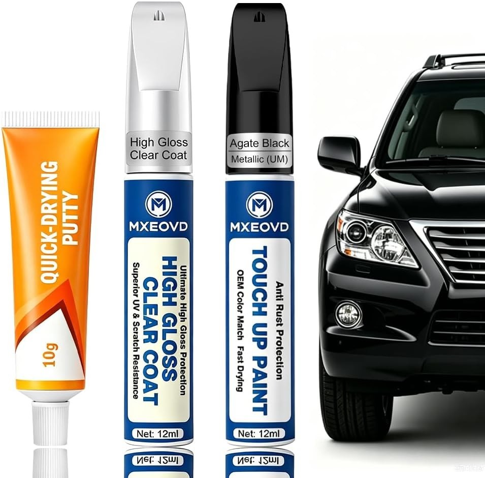 Agate Black Metallic Automotive Touch Up Paint Kit for Ford – All-in-One Repair